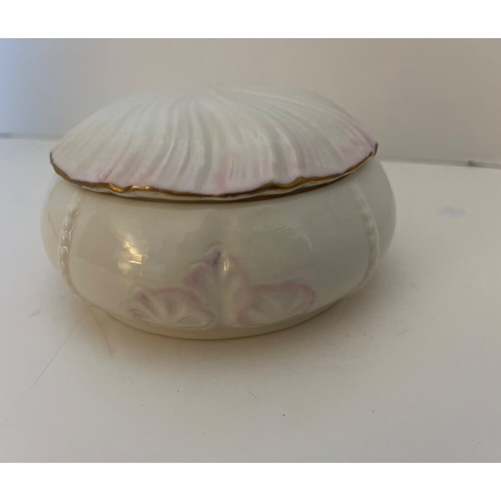 Belleek Ireland Millennium 2000 Porcelain Lidded Trinket Dish Powder Jar